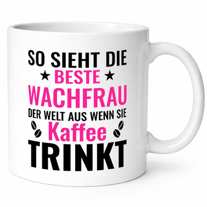 Kaffee trinkt: Wachfrau | Wachpersonal Nachtwächter lustiger Spruch Geschenk