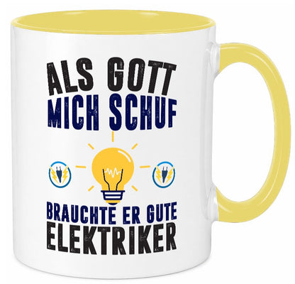 Als mich Gott schuf | Elektriker Arbeit Humor Kollegen Büro Geschenkidee Tasse