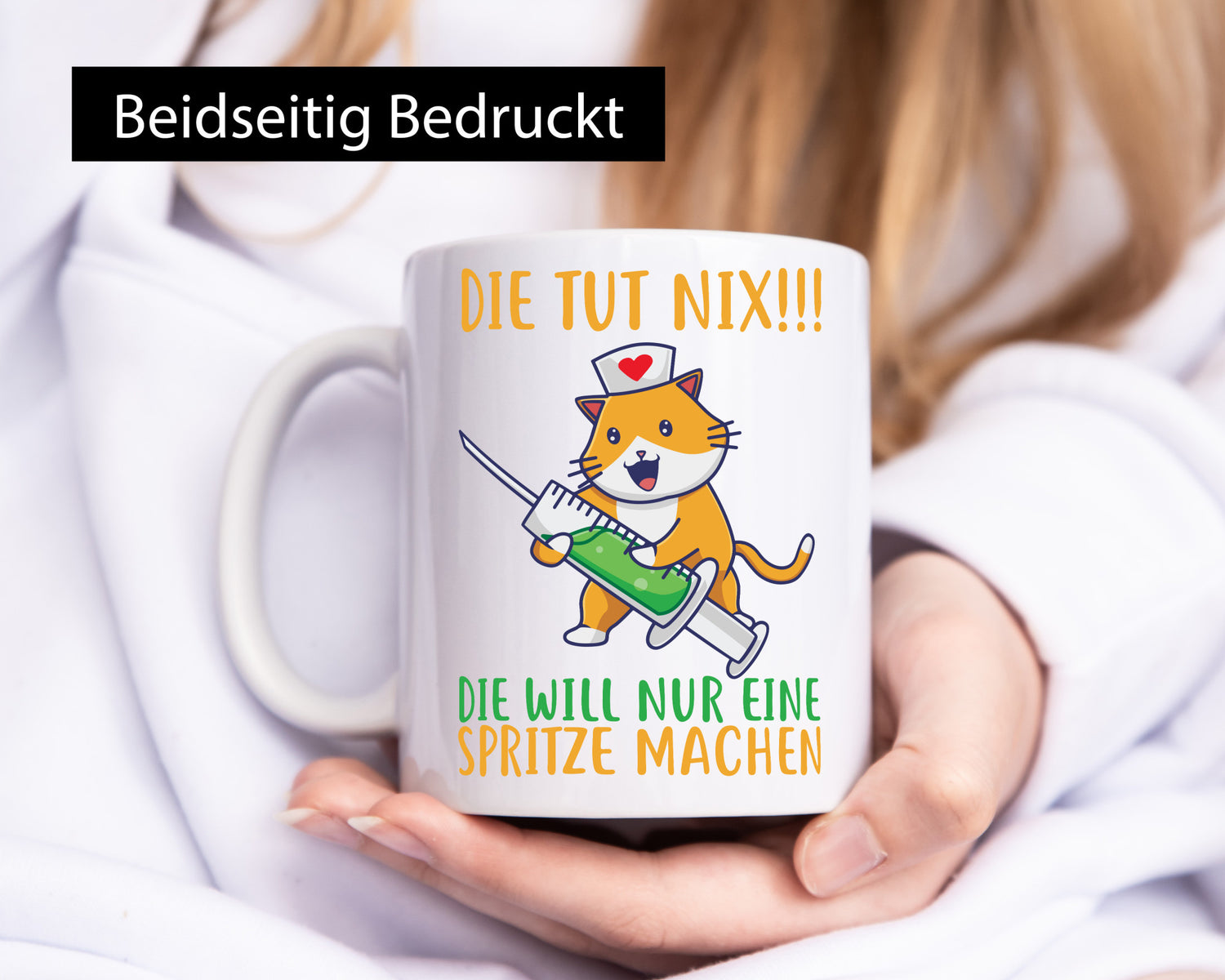Die tut nix! | Spruch Katze Krankenschwester Humor Tierliebhaber Geschenkidee