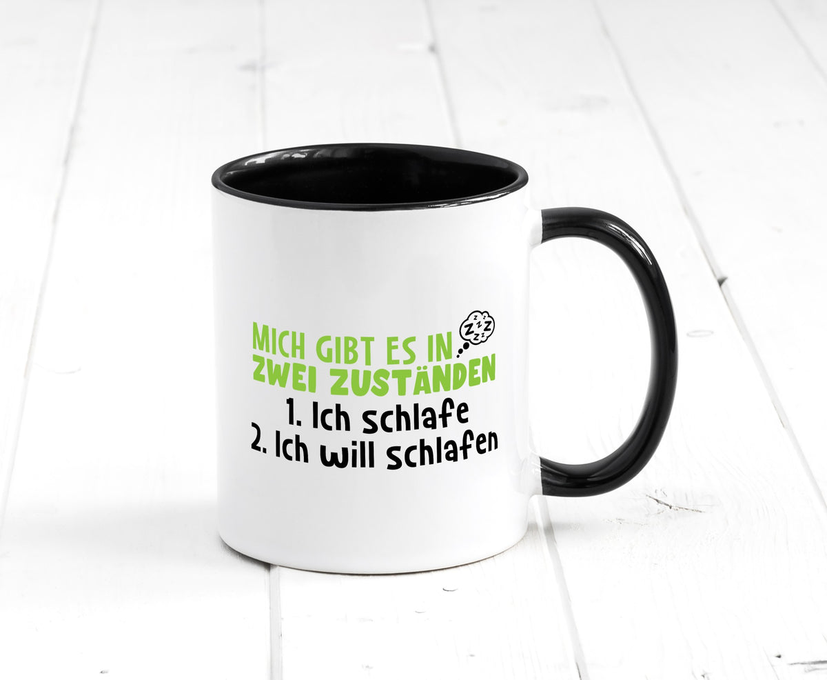 Zwei Zustände | Schlaf Faulpelz Schlafmütze Müdigkeit lustig Humor Geschenkidee Tasse
