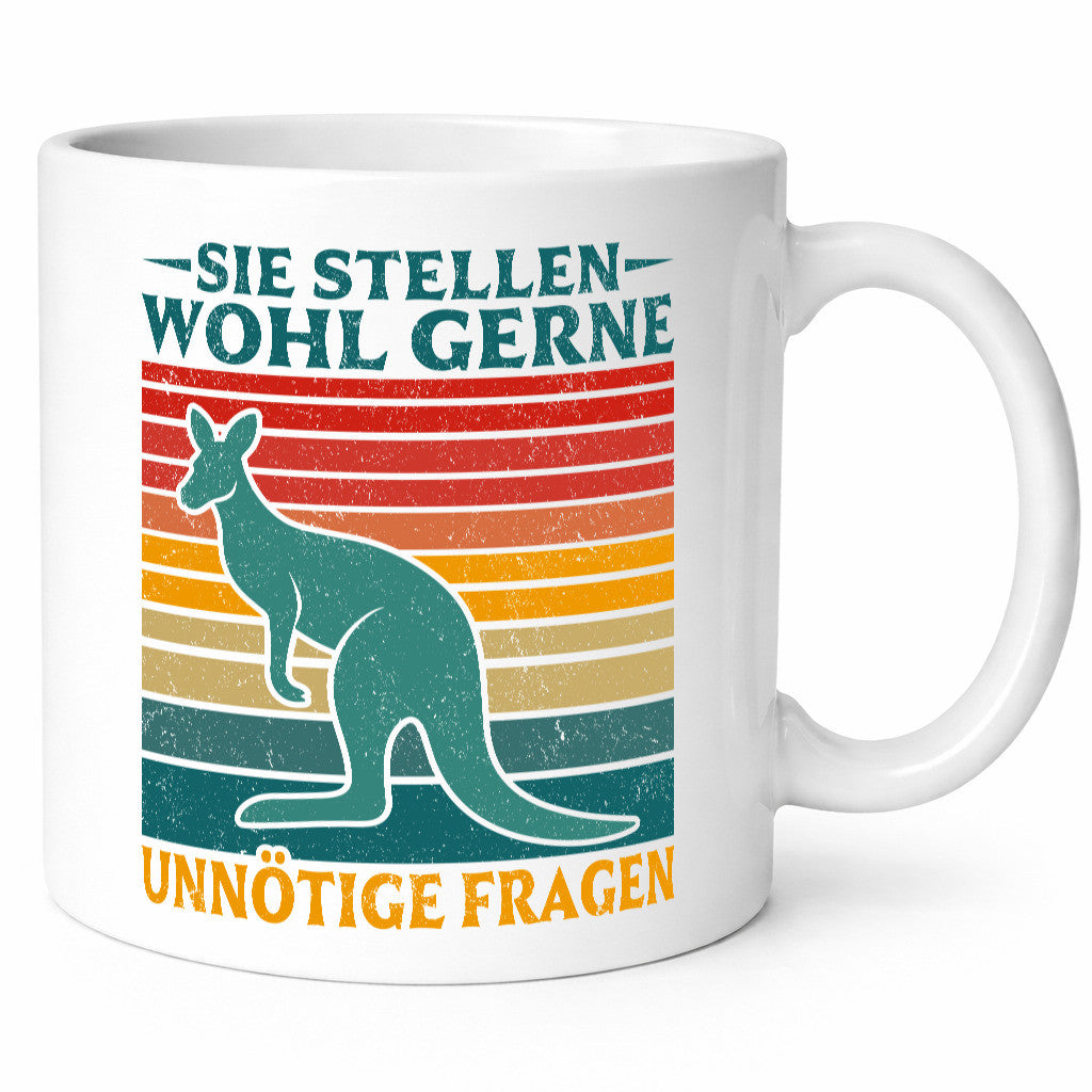 Unnötige Fragen stellen | Känguru Geschenkidee Humor Tasse