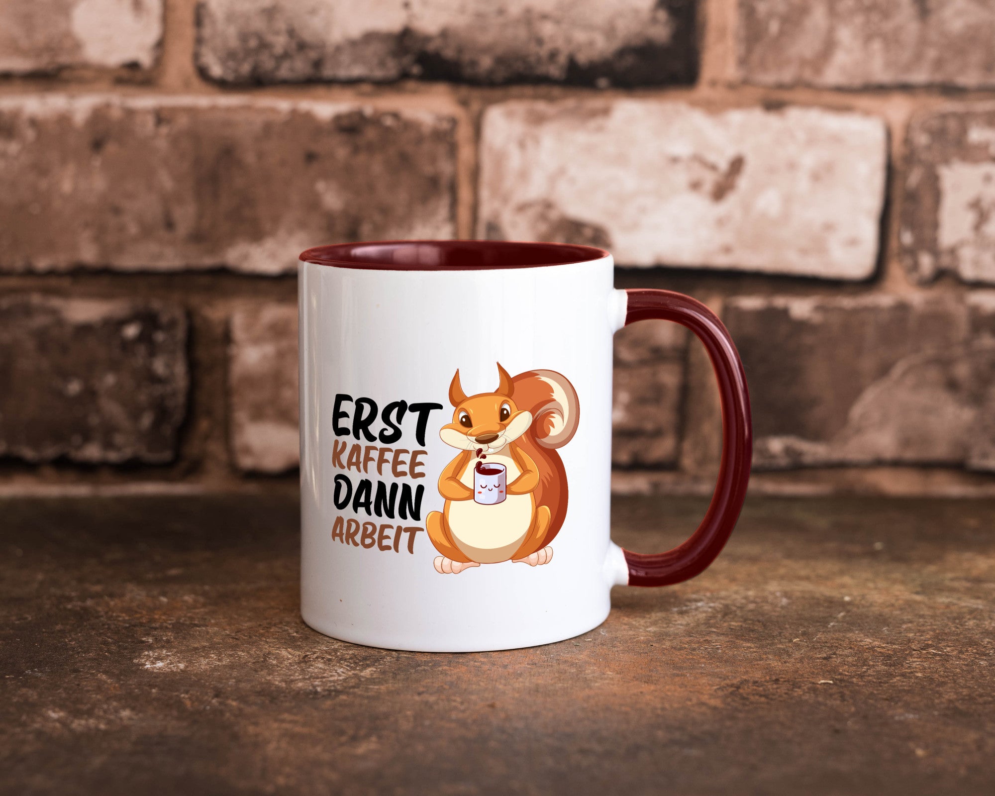 Erst Kaffee dann Arbeit | Büro Eichhörnchen Kaffeefreund Humor Kollegen