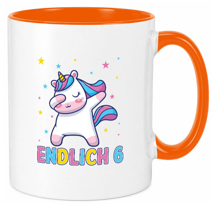 Endlich 6 | Einhorn Sterne lustiger Spruch Geschenk Humor Geschenkidee Tasse