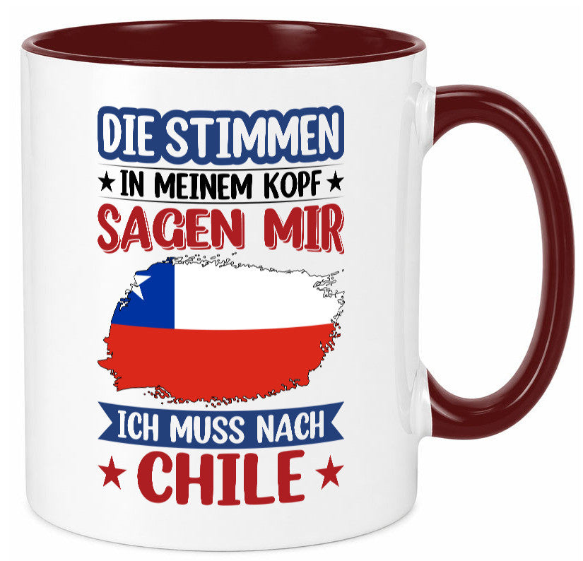 Chile | Urlaub Stimmen in meinem Kopf Traumland Geschenkidee Humor Tasse