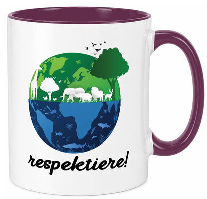 Respektiere | Tiere mit Respekt behandeln lustiger Spruch Geschenk Tasse