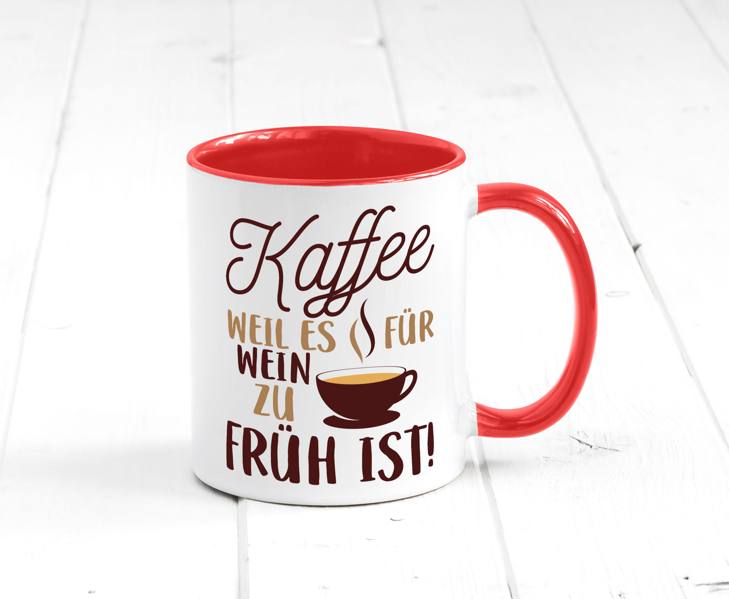 Weil es für Wein zu früh ist | Kaffeetrinker Herzschlag Humor Geschenkidee Tasse