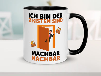 2 Kisten Bier | witziger Spruch Nachbar Einweihung Humor Geschenkidee Tasse