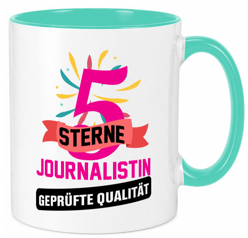 5 Sterne Journalist geprüfte Qualität Humor Geschenkidee Tasse
