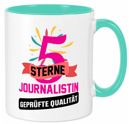 5 Sterne Journalist geprüfte Qualität Humor Geschenkidee Tasse
