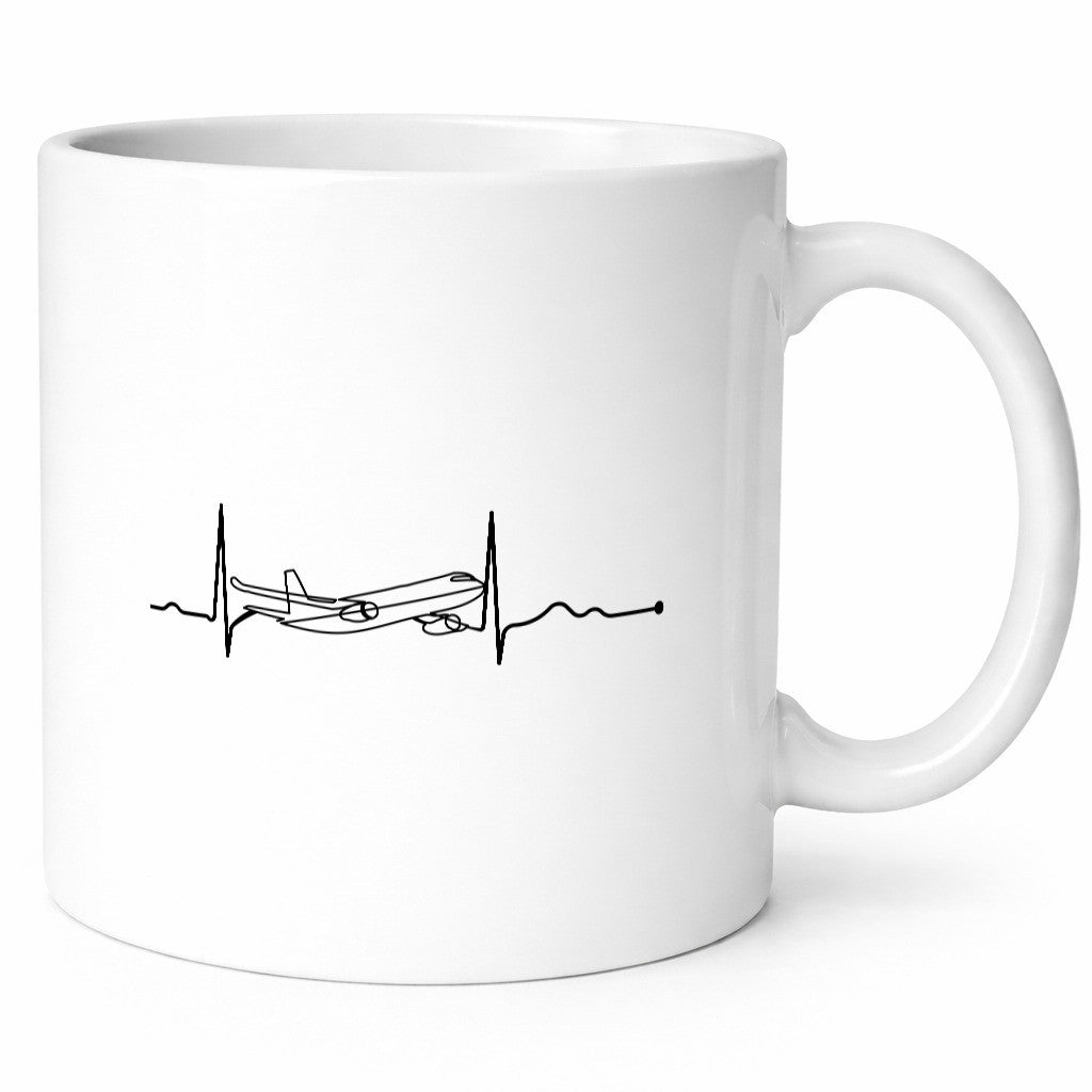 Flugzeug Herzschlag | fliegen Pilot Flieger Humor Geschenkidee Tasse