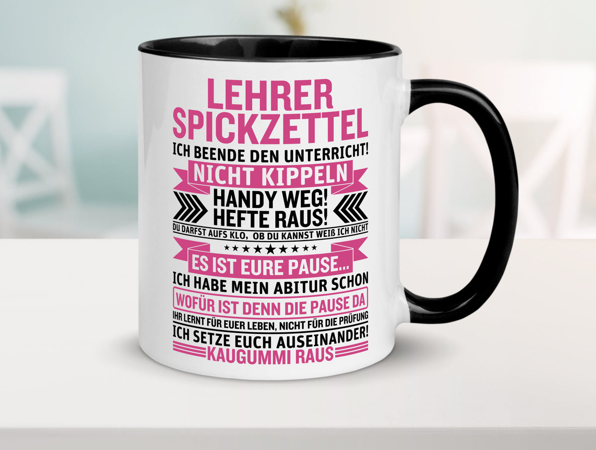 Lehrer Spickzettel | Beruf Tasse lustiger Spruch vl1 Geschenk Arbeit Kollegen