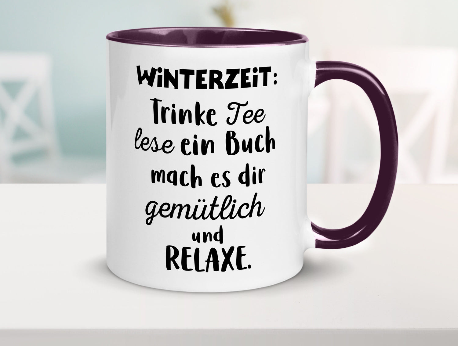 Winterzeit Trinke Tee und mach es dir Gemütlich Geschenkidee Humor Tasse