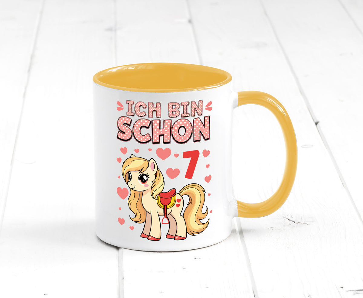 7. Geburtstag | 7 Jahre Mädchen Reiten Pony lustiger Spruch Geschenk Tasse