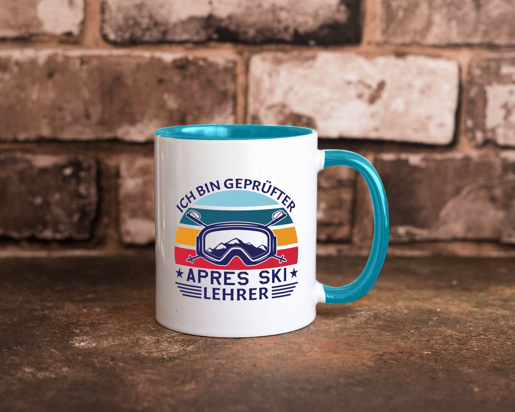 Geprüfter Apres Ski Lehrer | Ski-Brille Berge Ski-Stöck lustig Humor