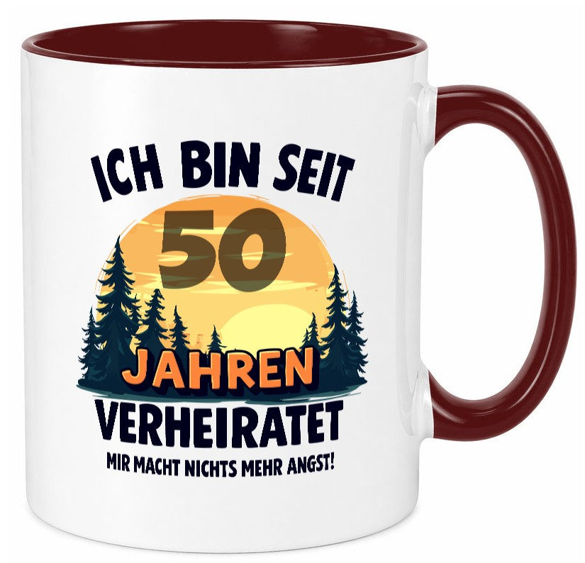 Ich bin Verheiratet | 50. Hochzeitstag Ehepaar lustig Humor Geschenkidee Tasse