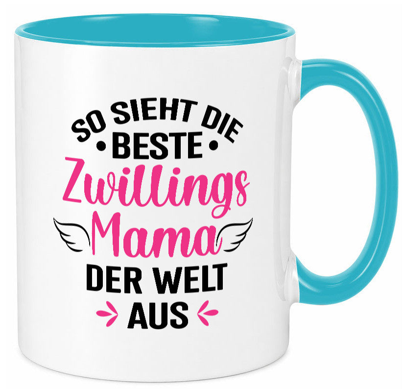 So sieht die Beste Zwillingsmama der Welt aus | Mama lustiger Spruch Geschenk Tasse