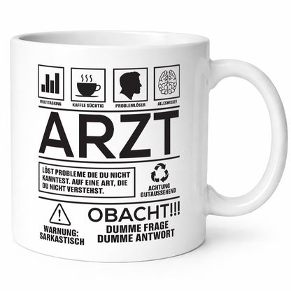Achtung Probleme Arzt | Medizin Doktor Facharzt Geschenkidee Humor Tasse