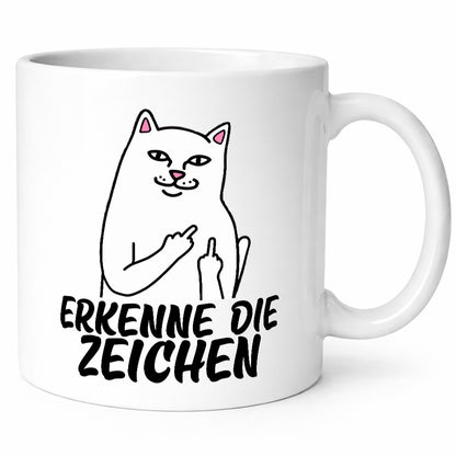 Erkenne die Zeichen | Katze Schatten Mittelfinger Geschenk Tierliebhaber Humor