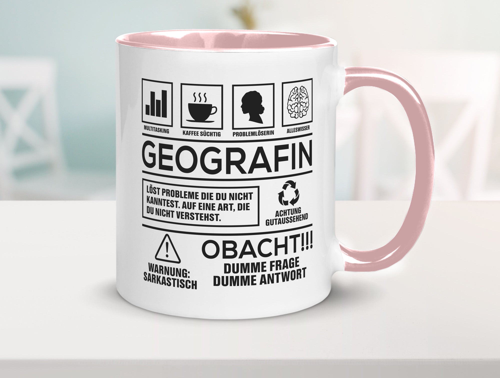 Achtung Probleme Geografin | Geografie Geschenkidee Humor Tasse