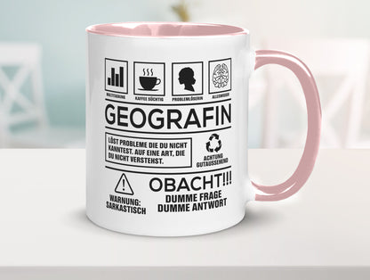 Achtung Probleme Geografin | Geografie Geschenkidee Humor Tasse