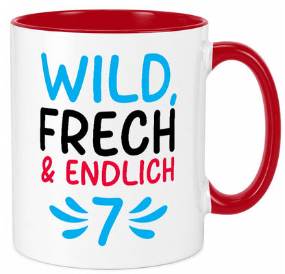7. Geburtstag | 7 Jahre Wild &amp; Frech lustiger Spruch Geschenk Geschenkidee Tasse