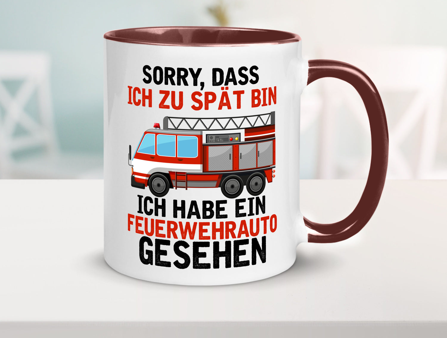 Ich hab ein feuerwehrauto gesehen | lustig Humor Geschenkidee Geschenk Tasse