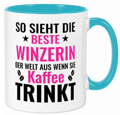 Kaffee trinkt: Winzerin | Weinbauer Wein lustig Humor Geschenkidee Geschenk Tasse