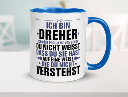 Löse Probleme: Dreher | Fräser lustiger Spruch Geschenk Humor Geschenkidee Tasse