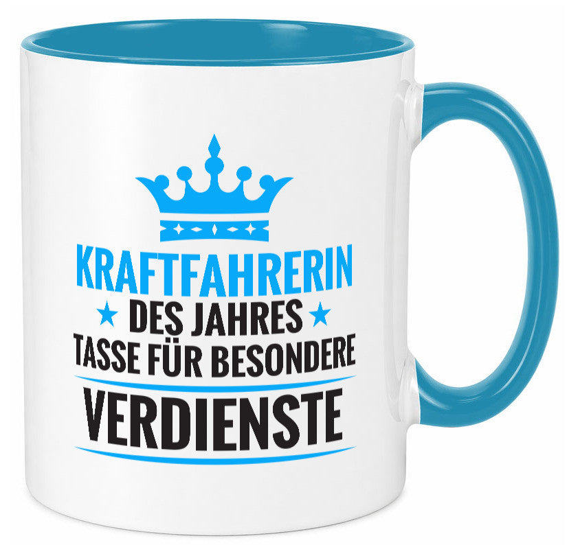 Besonderer Verdienst: Kraftfahrerin | Lastwagen LKW Humor Geschenkidee Tasse