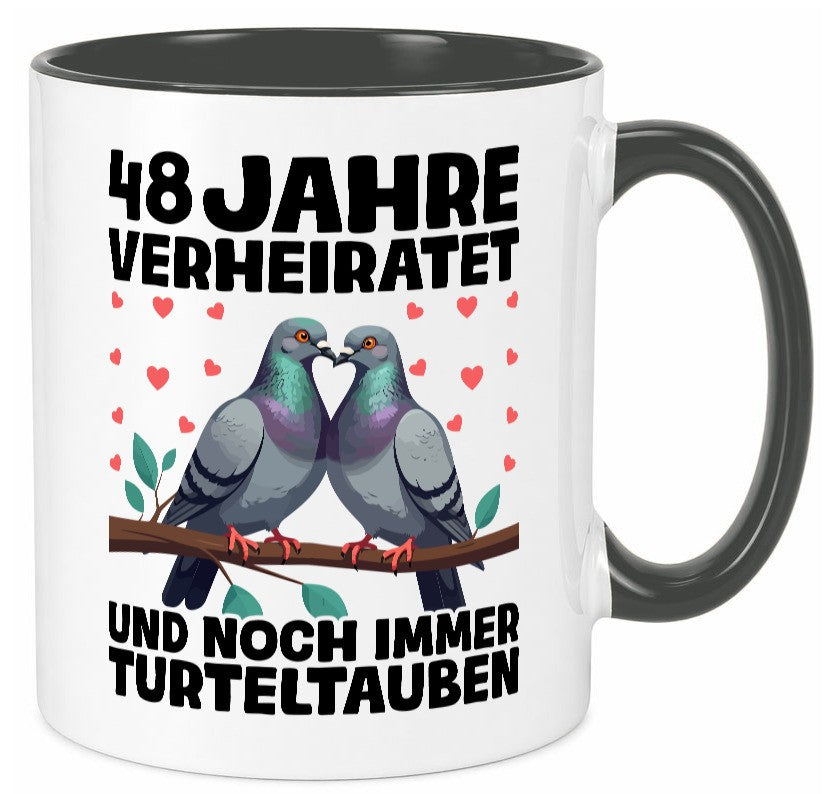 48 Jahre verheiratet | Turteltauben Ehe Ehepaar Geschenkidee Humor Tasse