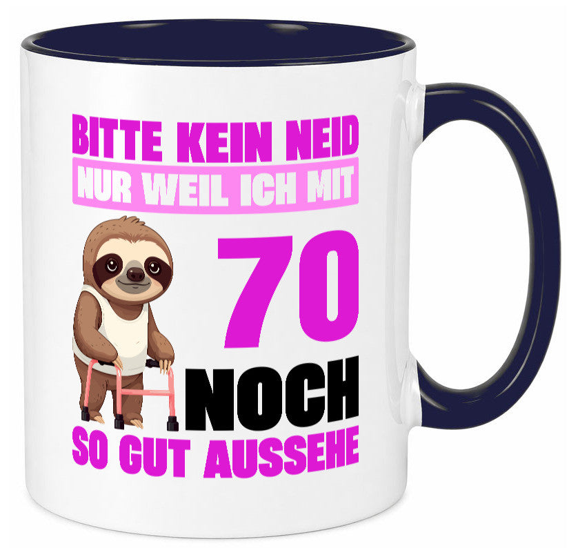 70. Geburtstag | Bitte kein neid Faultier 70 Jahre v2 Humor Geschenkidee Tasse