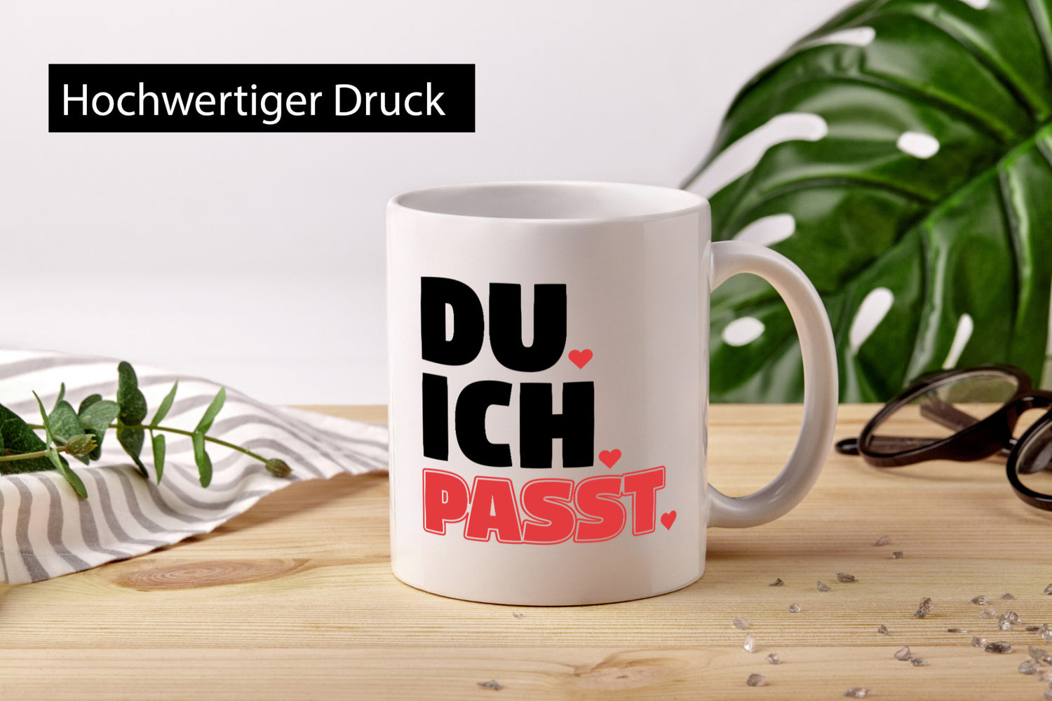 Ich. Du. Passt. | Pärchen Tasse Herzen Liebe Spruch lustig Humor Geschenkidee