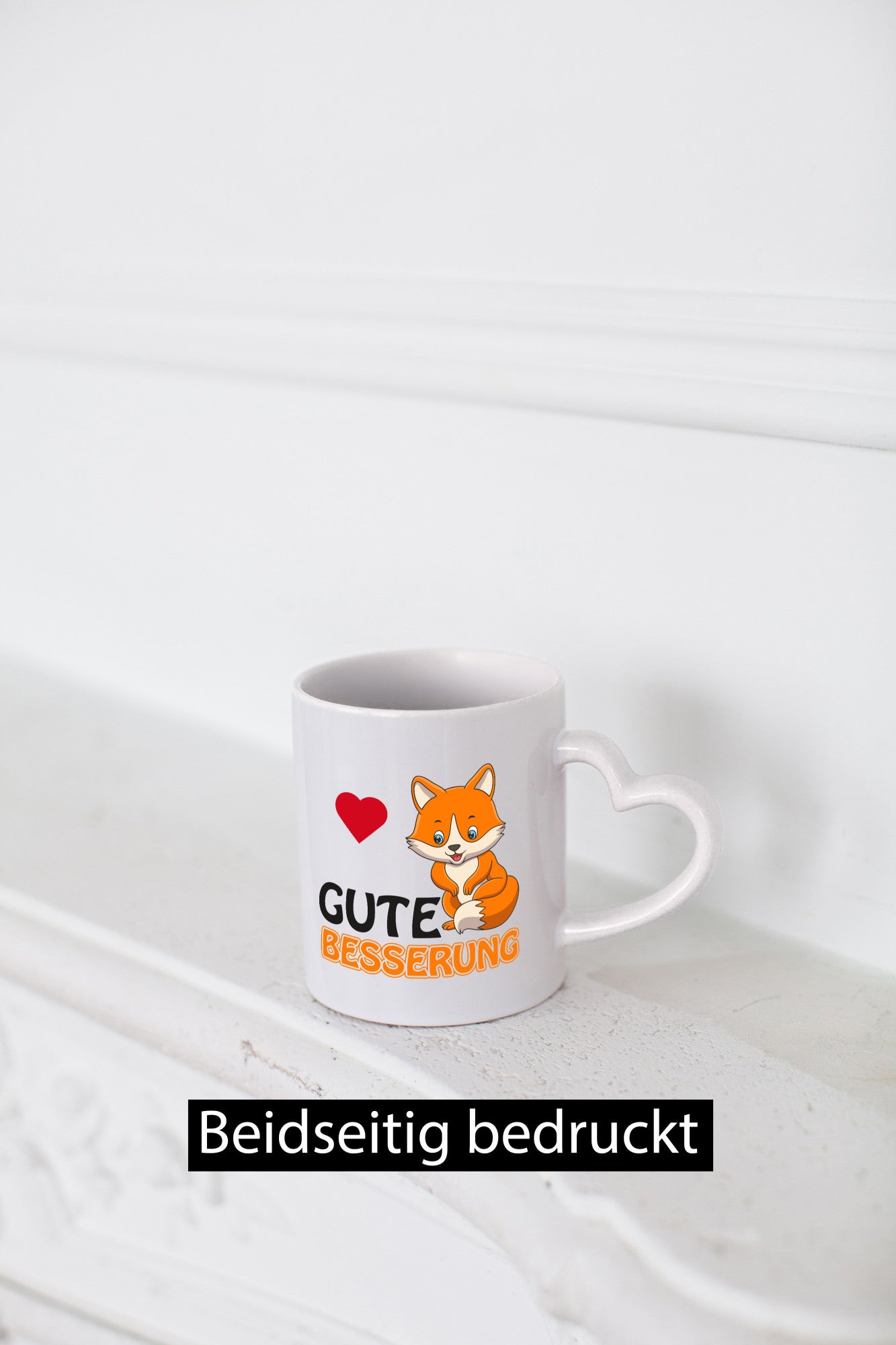 Gute Besserung | Genesung Tasse Fuchs mit Herzen lustig Humor Geschenkidee