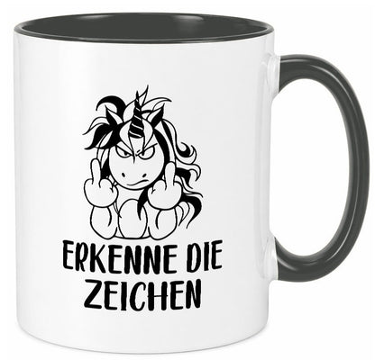 Erkenne die Zeichen | Stinkefinger Humor Geschenkidee Tasse