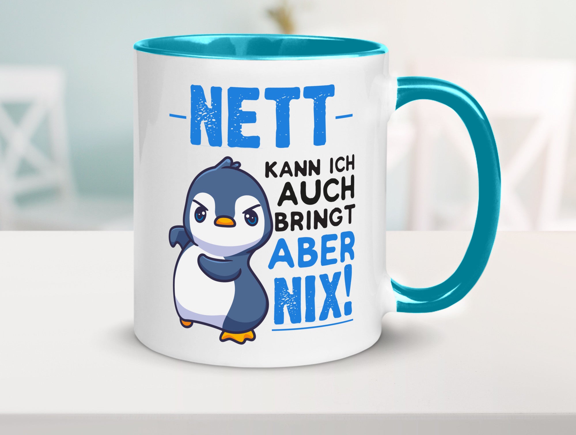 Nett kann ich auch | lustige Spruchtasse Pinguin Geschenk Humor Geschenkidee