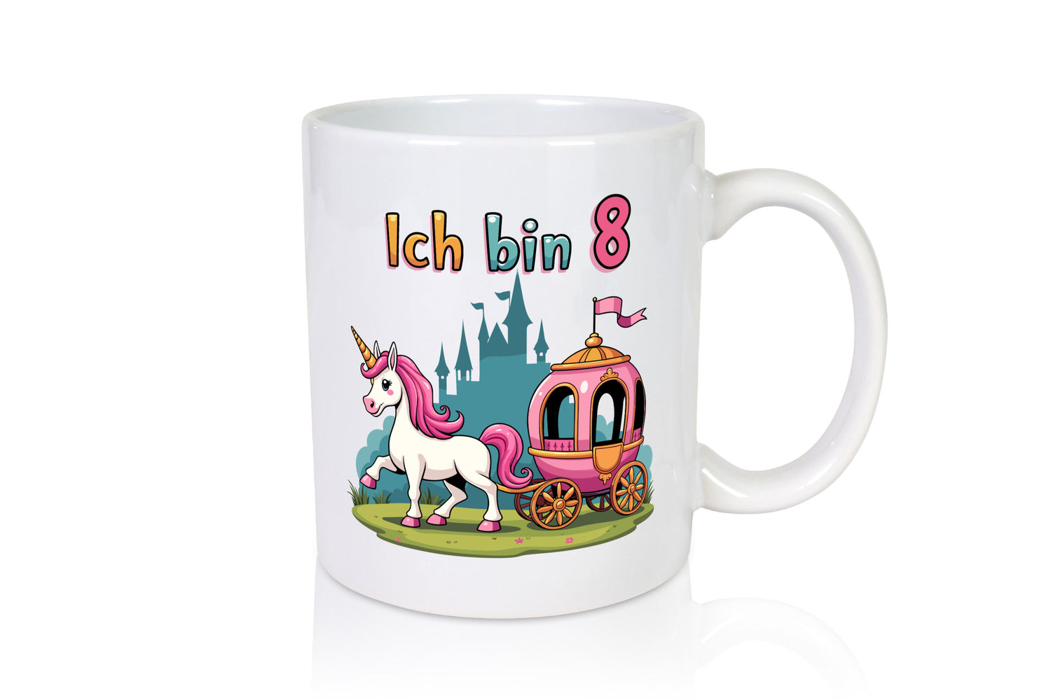 8. Geburtstag | Prinzessin in Kutsche Einhorn Geschenkidee Humor Tasse