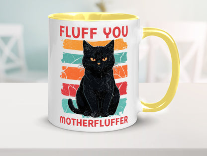 Fluff you Motherfluffer | Schwarze Katze Böse Humor Tierliebhaber Geschenkidee