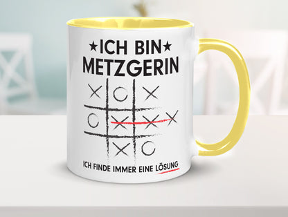 Löse Probleme: Metzgerin | Fleischerin Humor Geschenkidee Tasse