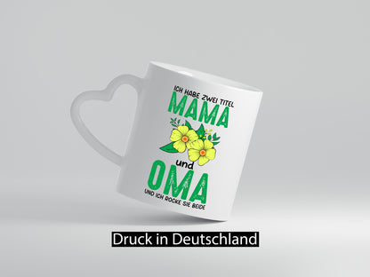 Zwei Titel Oma und Mama | Blumen Großmutter lustig Familie Geschenkidee