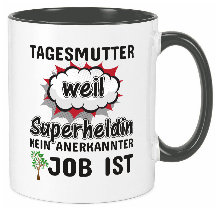 Tagesmutter Superheldin | Beruf Tasse Kinderzeichnung Geschenkidee Familie Humor