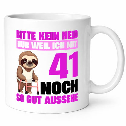 41. Geburtstag | Bitte kein neid Faultier 41 Jahre Geschenkidee Humor Tasse