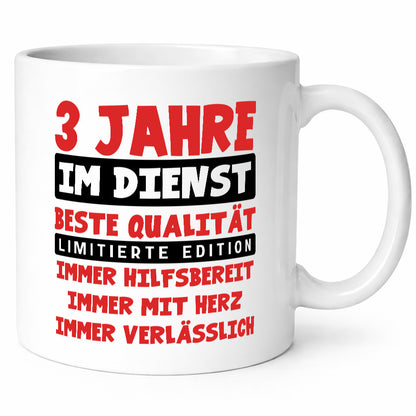 3 Jahre im Dienst | Jubiläum Arbeit v9 lustig Kollegen Büro Geschenk Tasse