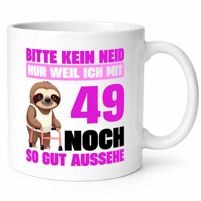 49. Geburtstag | Bitte kein neid Faultier 49 Jahre Humor Geschenkidee Tasse