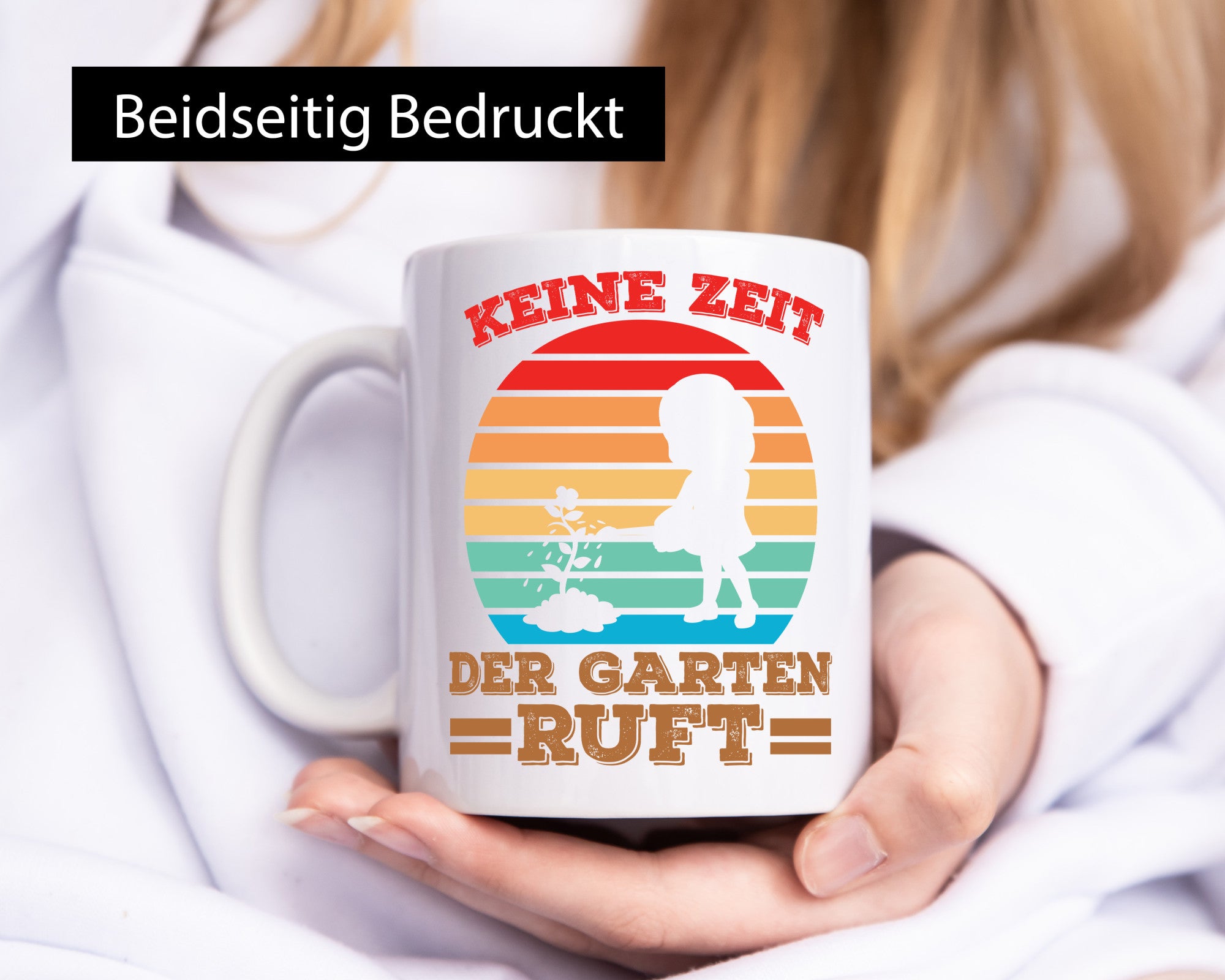 Keine Zeit, Garten ruft | Regenbogen Gießkanne Pflanze Geschenkidee Humor Tasse