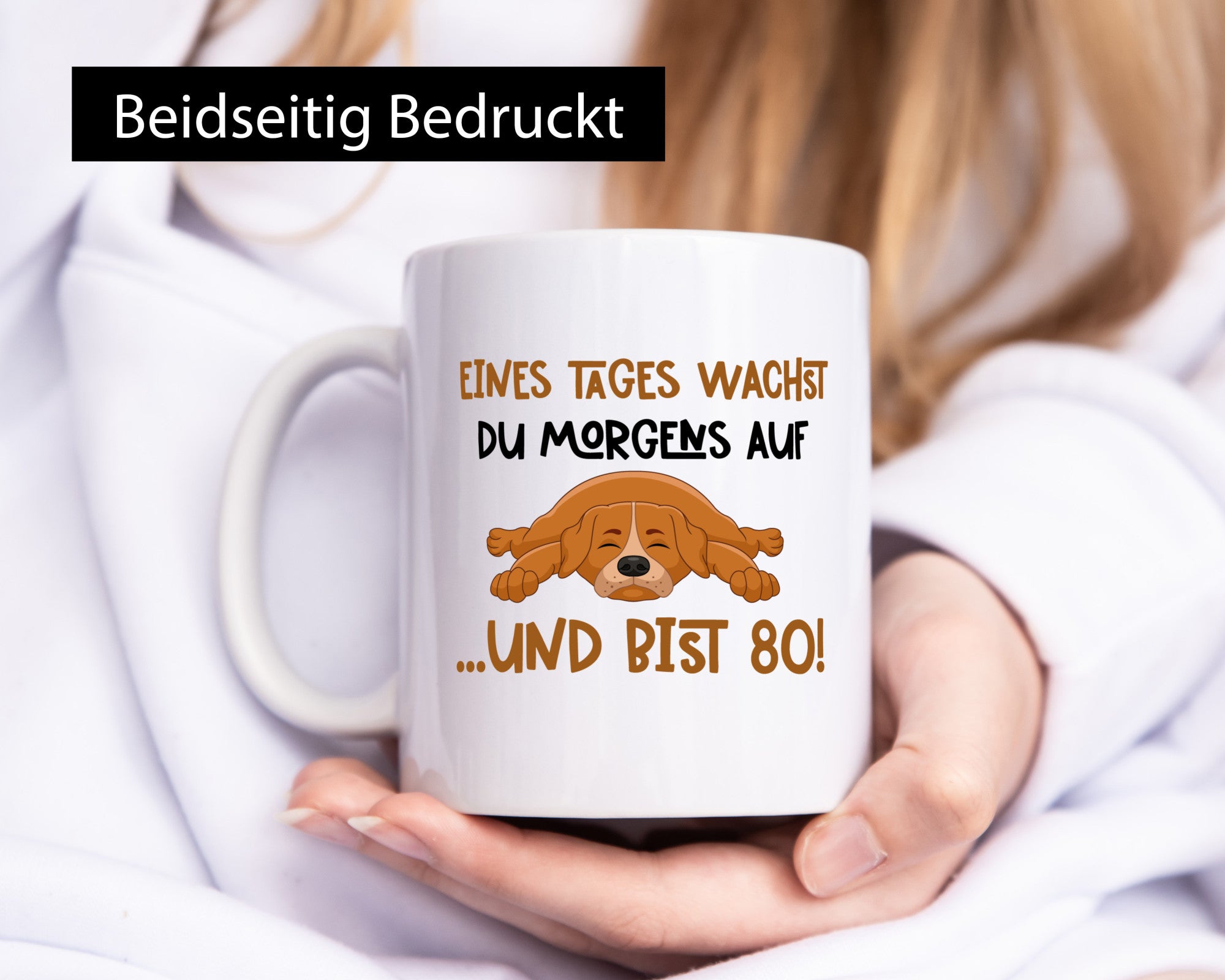 80 Jahre | witzige Spruchtasse Hund Geburtstag Geschenkidee Humor Tasse