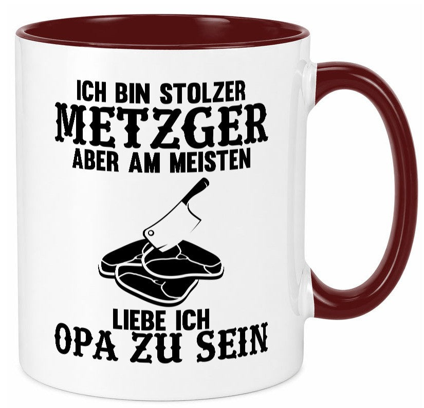 Stolzer Metzger, liebe es Opa zu sein | Fleisch Hackebeil lustiger Spruch Tasse