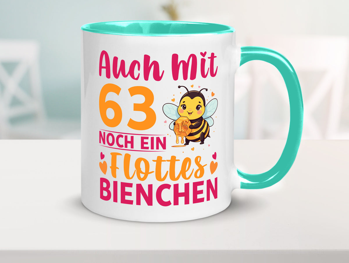63. Geburtstag | Flottes Bienchen 63 Jahre lustiger Spruch Geschenk Tasse