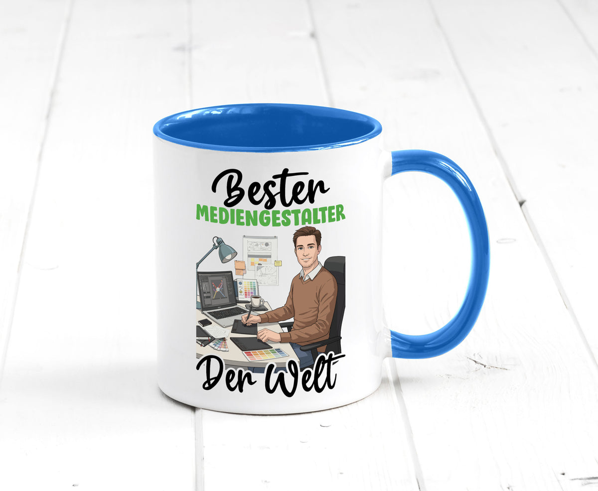 Bester Mediengestalter | Medien v2 Geschenk Humor Geschenkidee lustiger Spruch Tasse
