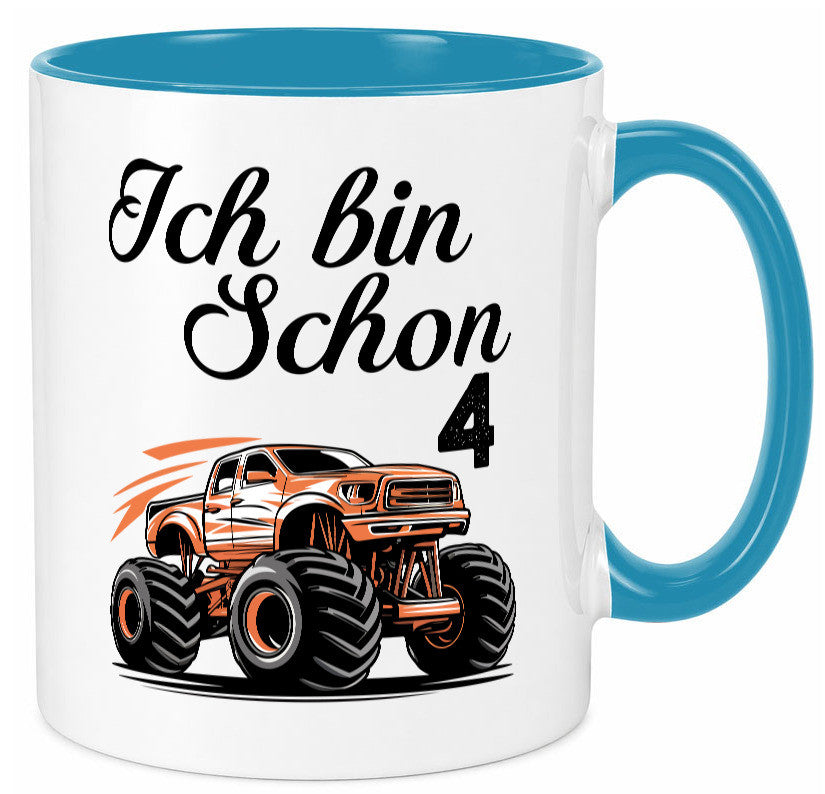 4. Geburtstag | Monster truck 4 Jahre Geschenkidee Humor Tasse