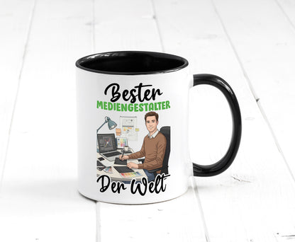 Bester Mediengestalter | Medien v2 Geschenk Humor Geschenkidee lustiger Spruch Tasse